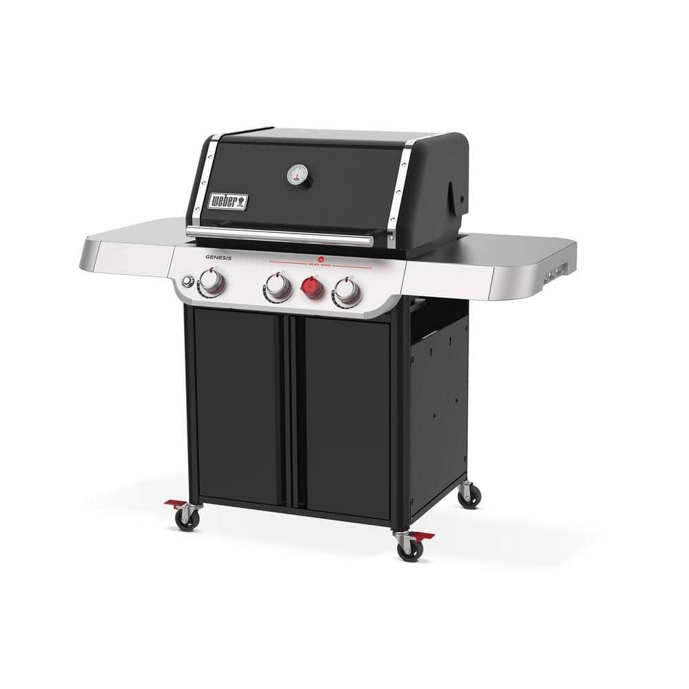 Weber Genesis E-325 3-Burner Silver Propane Gas Grill with Side Tables and Thermometer