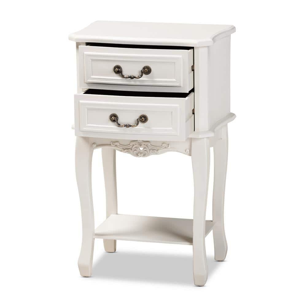 Gabrielle 2 Drawer Wood Nightstand White/Brass - Baxton Studio