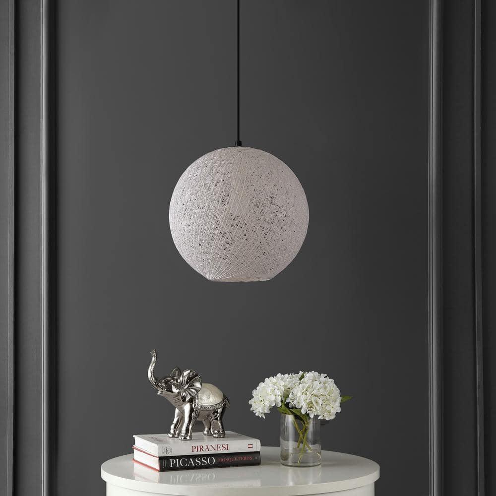 Isla Jade 12" Lacey Bohemian Minimalist Iron/Rope Woven Globe LED Pendant White/Black : 20x20 Inch Polyester, Machine Washable Cloth Napkins