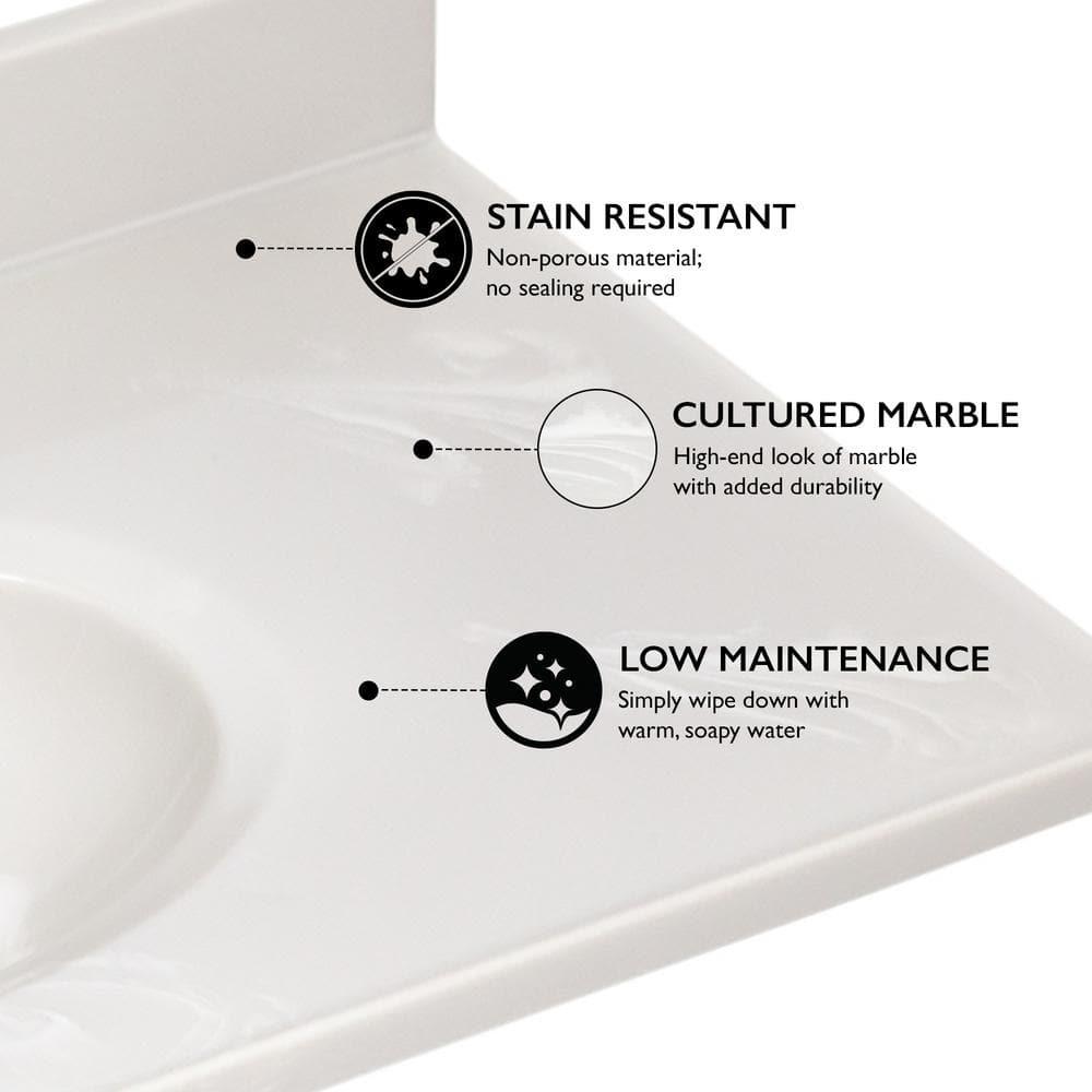 Alcott Hill® 37 Inch Cultured Marble Vanity Top with Backsplash, Improved Package