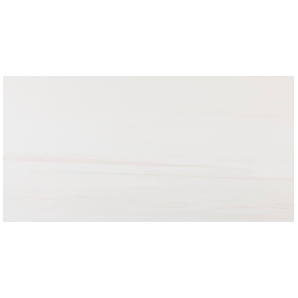 Bond Tile Terius Dolomite Warm White 23.54" x 47.24" Polished Marble Look Porcelain Floor and Wall Tile
