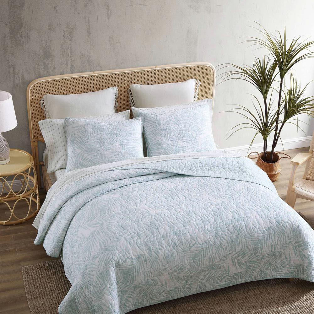 3pc King Palmday Quilt & Sham Set Light Blue - Tommy Bahama: Botanical Pattern, OEKO-TEX Certified