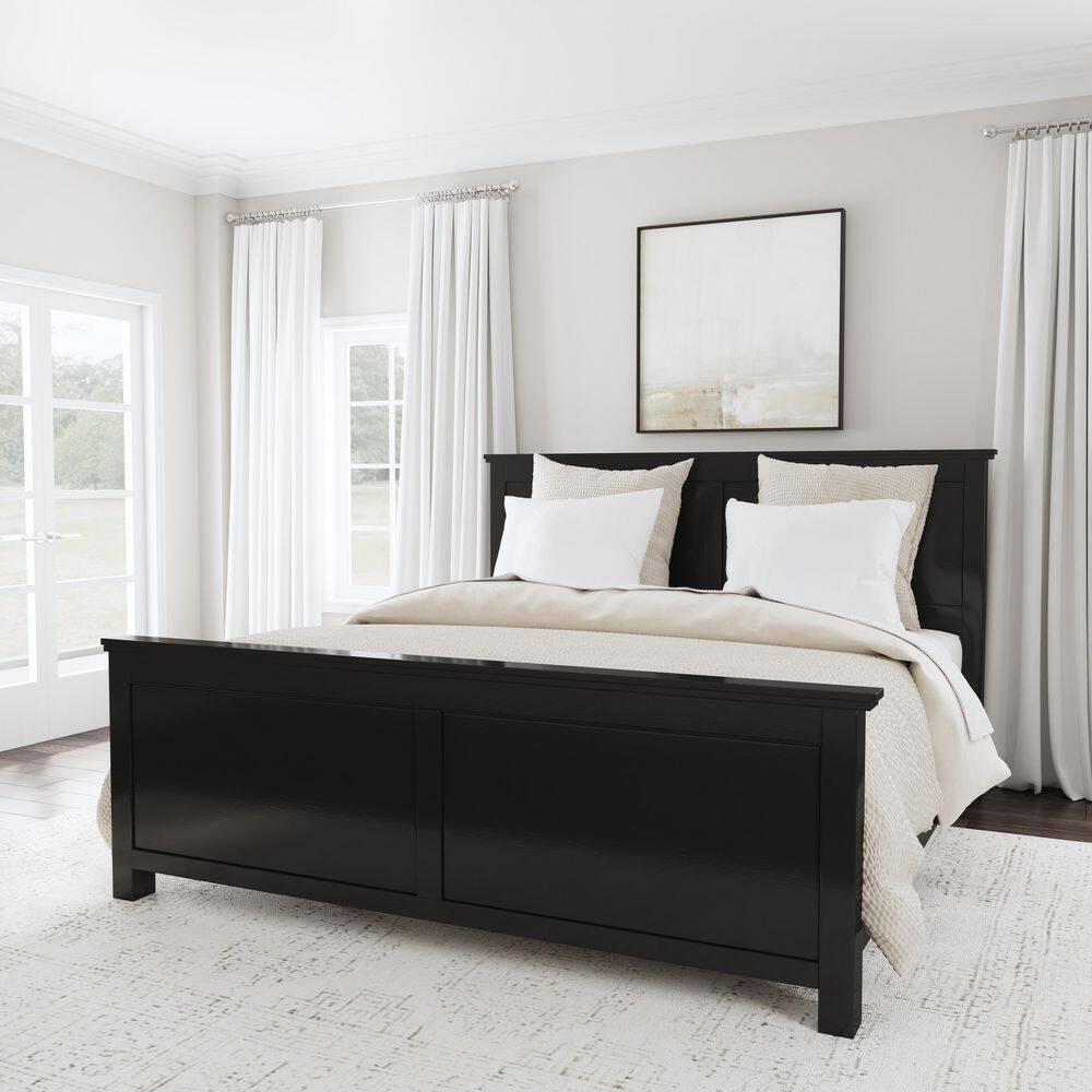 Oak Park Classic Black King Bed with Mahogany Wood Frame