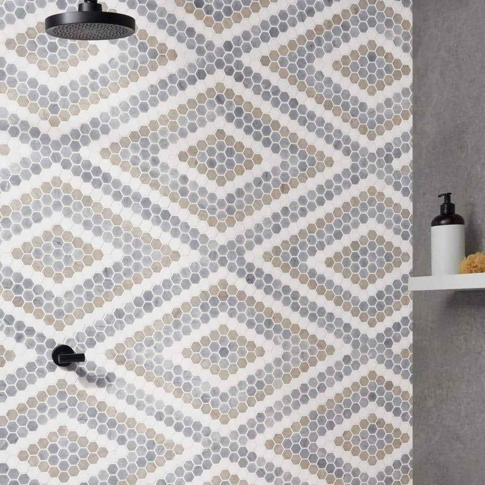 Hyperion 15.03'' W x 17.36'' L Marble Tile Mosaic Sheet