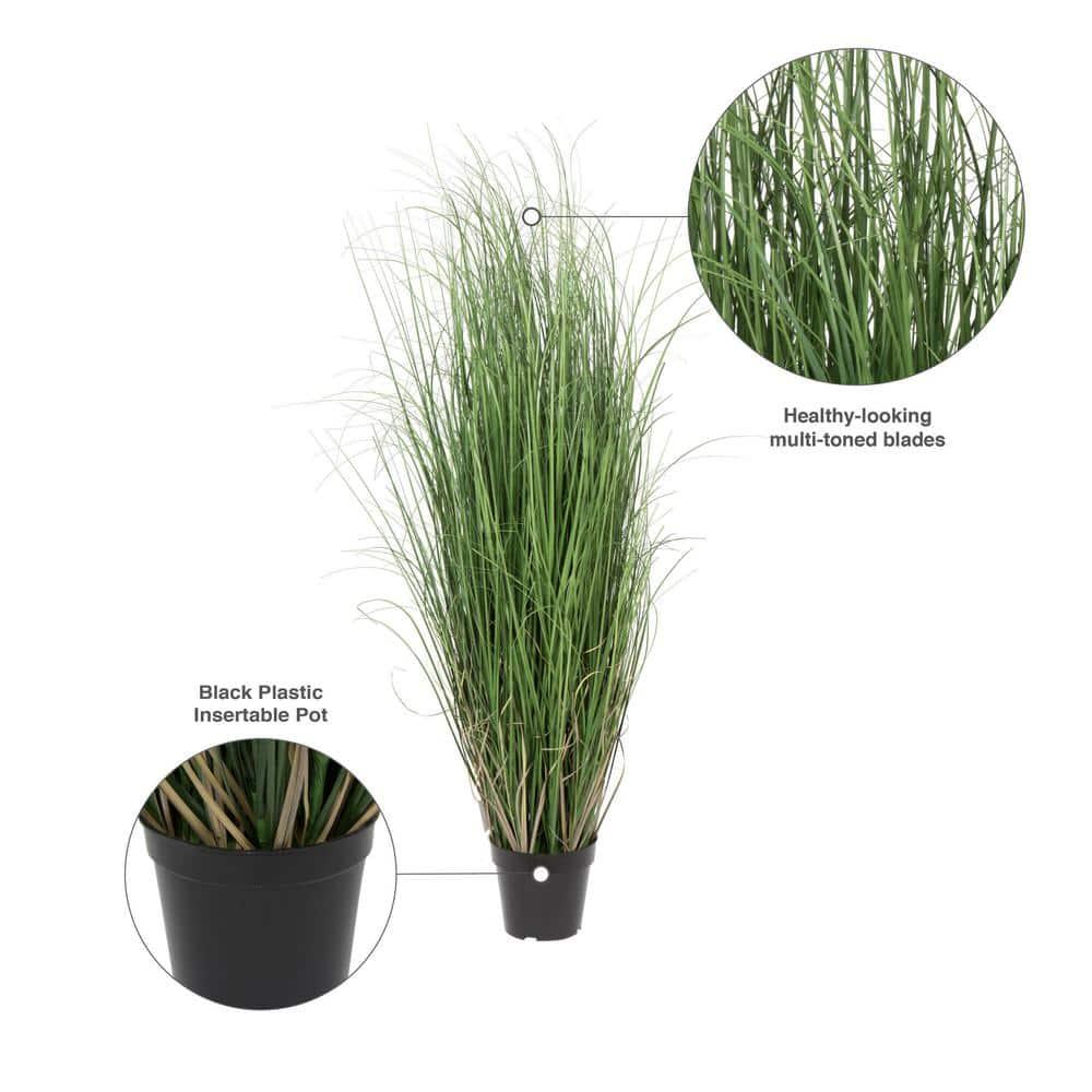 Vickerman 48" Artificial Potted Green Curled Grass. In a 6"Lx6"Wx5"H base.