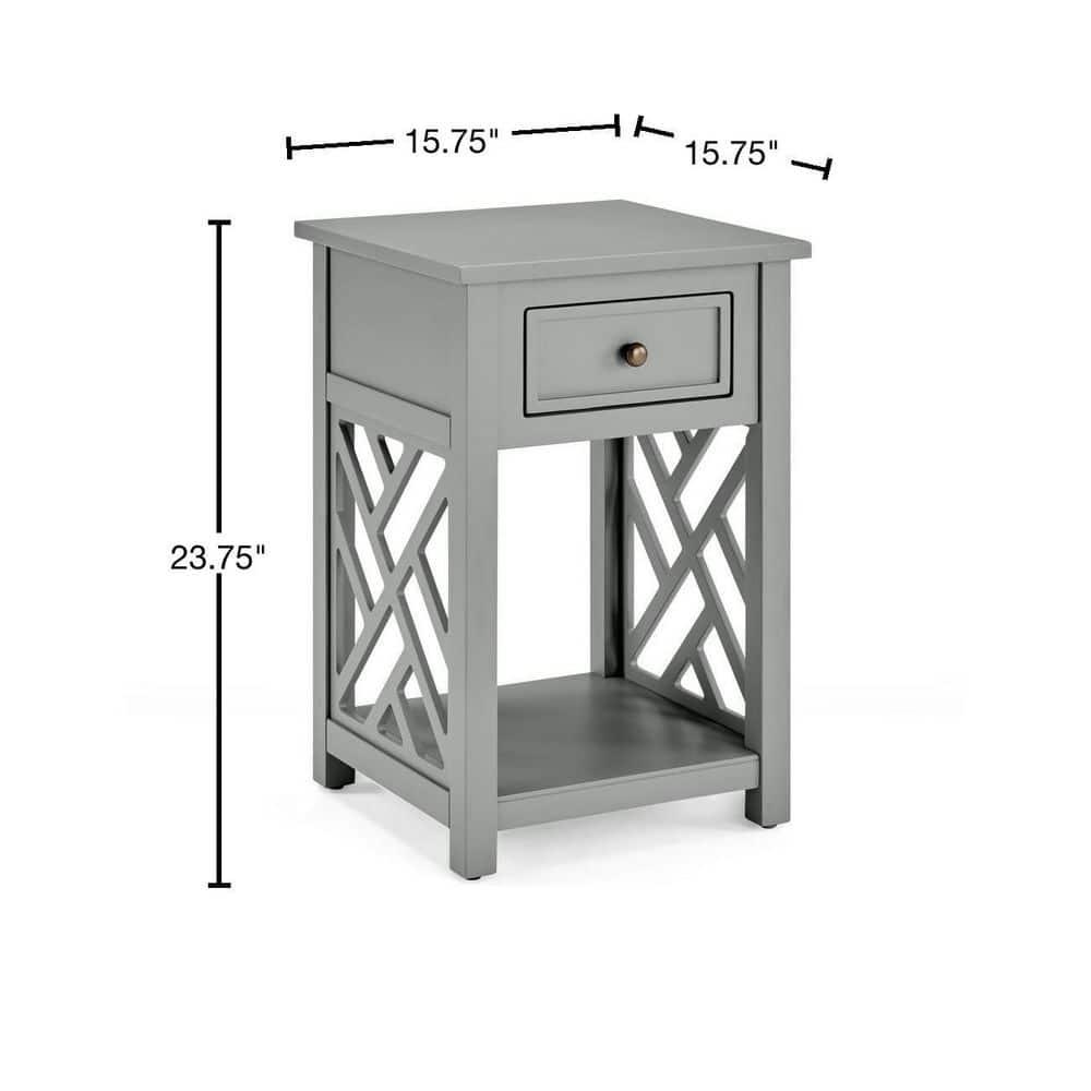 Alaterre Furniture Coventry Indoor Modern Storage Wood Square End Table, Gray