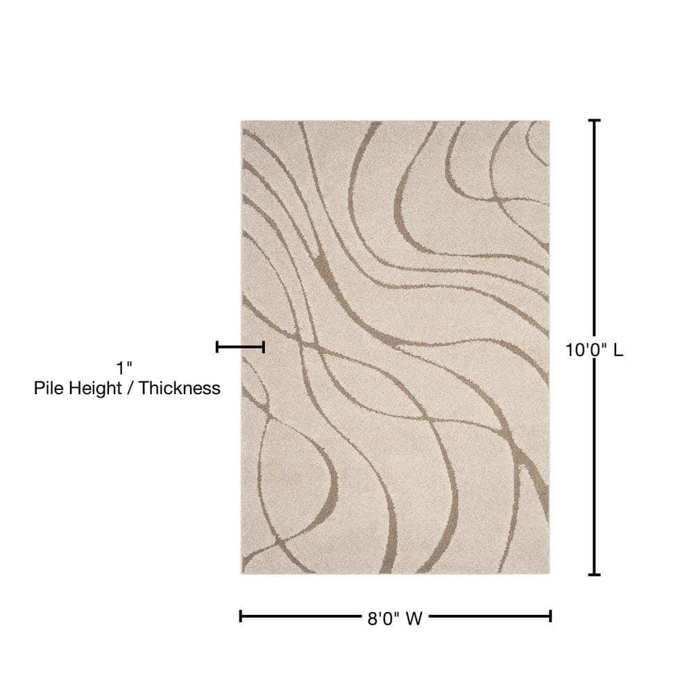 Florida Shag SG471 Power Loomed Indoor Area Rug - Cream/Beige - 8'x10' - Safavieh