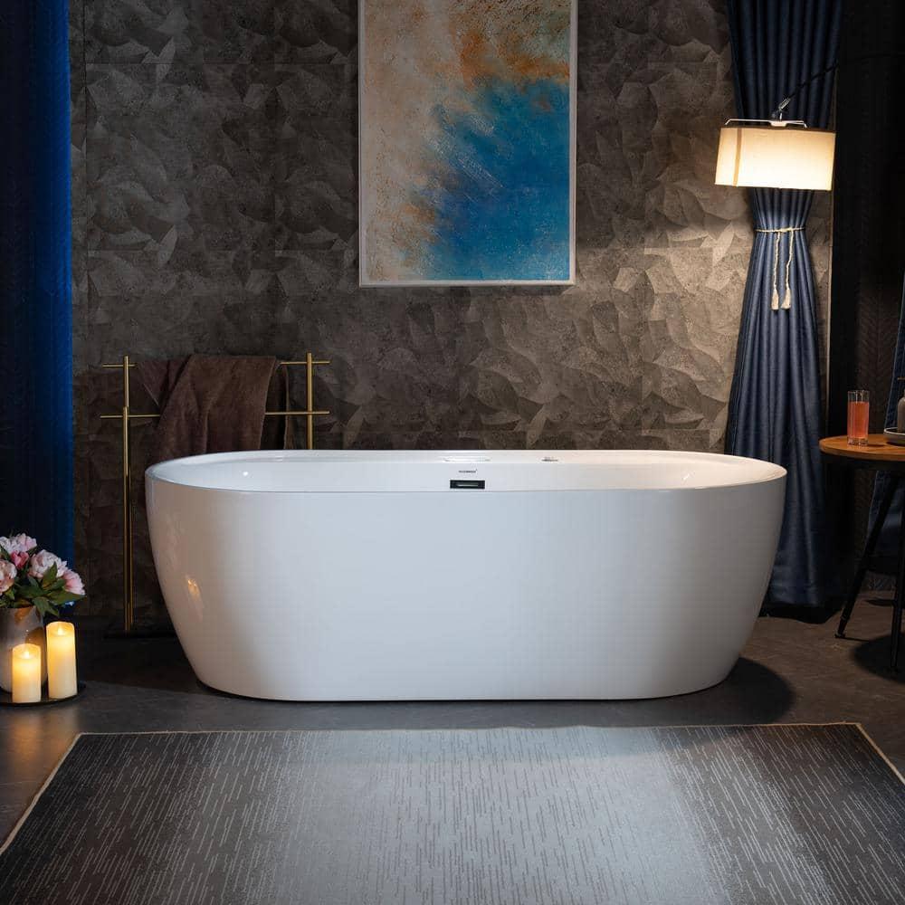 72" x 35-3/8" Whirlpool and Air Bath Heated Soaking Combination Tub with Wide Rim, LED Control Panel