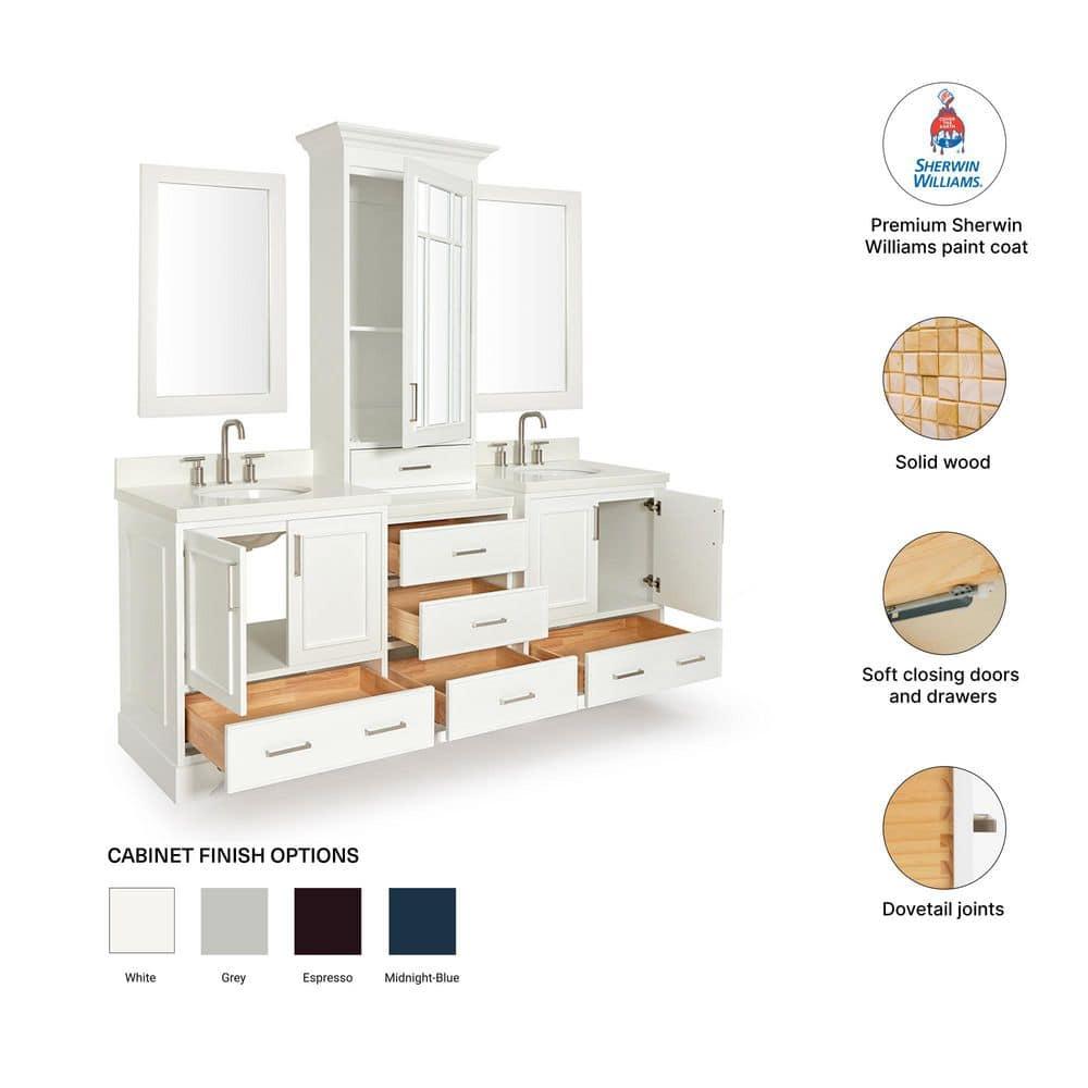 Ariel Stafford 85" Double Sink Vanity Set in White