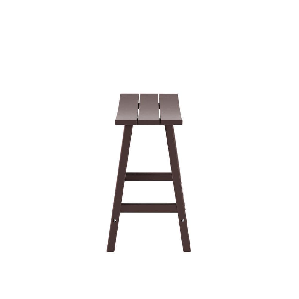 Polytrends  Laguna Hdpe All Weather Outdoor Patio 24" Saddle Seat Counter Stool Dark Brown