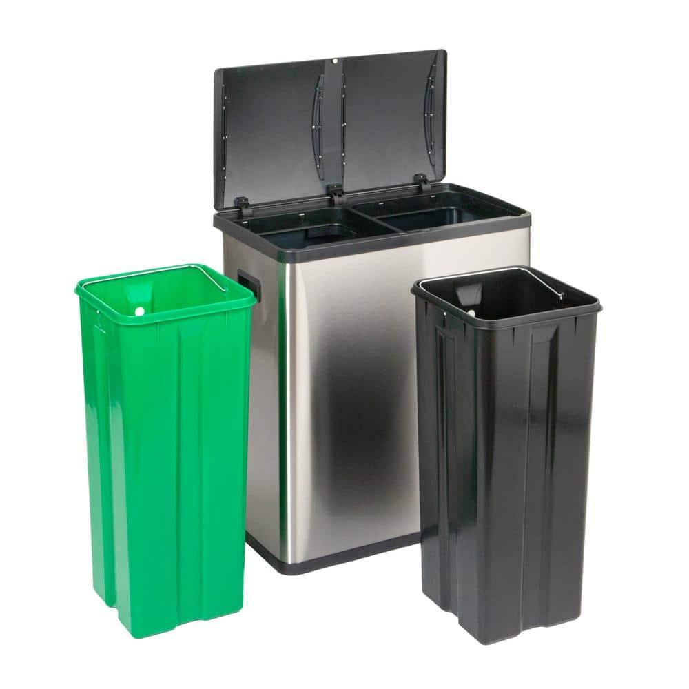 Household Essentials Steel Motion Sensor Multi-Compartment Trash/Recycling Bins - 8 Gallons