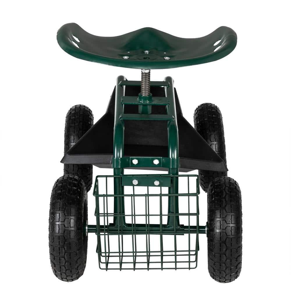 Spaco 4-Wheel Rolling Garden Cart Work Seat, Wagons Carts, Carts with Wheels, Utility Cart