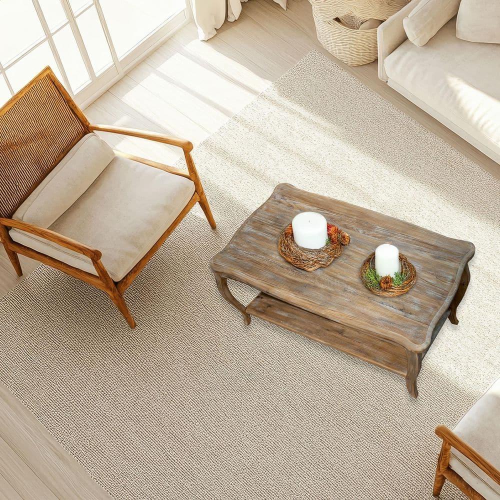Alaterre Austerity Wood Coffee Table with Open Shelf, Driftwood Natural Finish, Accent & Occasional Furniture, Assemble Required