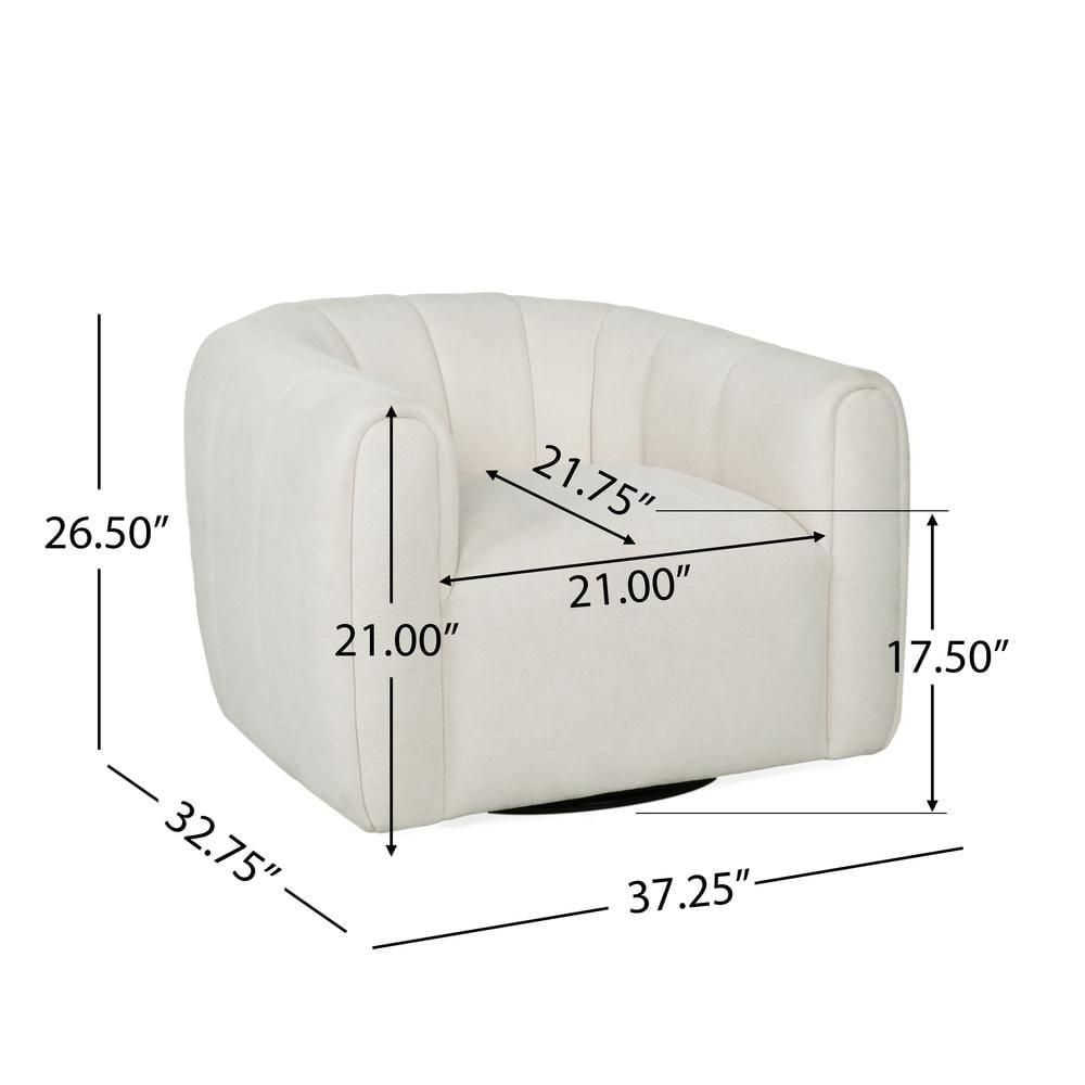 Noble House Smith  Textured Boucle White Modern Swivel Club Chair