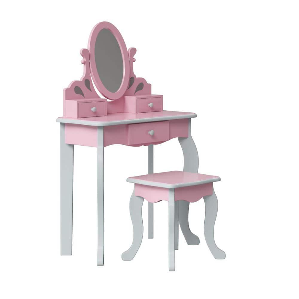Teamson Kids Teamson Kids Wooden Princess Rapunzel 2-pc. Vanity Set, Gray/Pink
