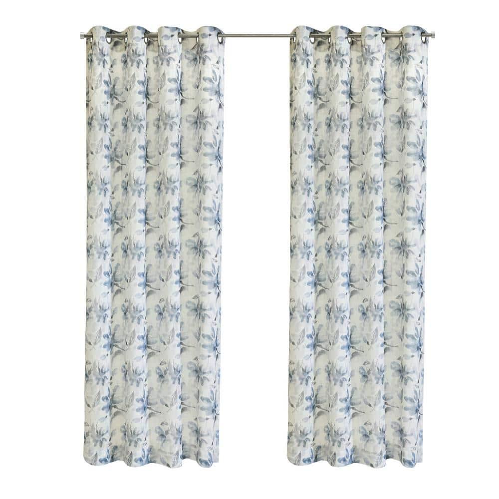 Habitat Florence Sheer Grommet Subtle Watercolor Floral Design Curtain Panel for Livingroom Bedroom 52" x 95" Multicolor