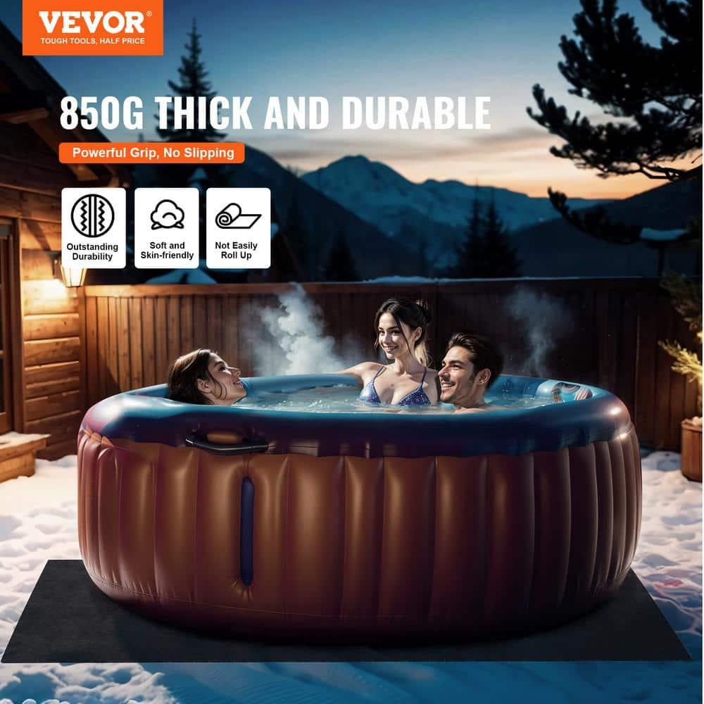 VEVOR 74 x 72 Inch Hot Tub Mat, Extra Large Inflatable Hot Tub Pad, Waterproof Slip-Proof Backing, Absorbent Spa Pool Ground Base Flooring Protector Mat Reusable Outdoor & Indoor, Also for Car Repair