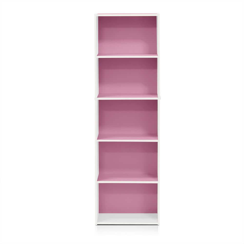 Furinno 5 Cube Reversible Storage Bookcase Open Shelf Organzier Horizontal Vertical,Pink
