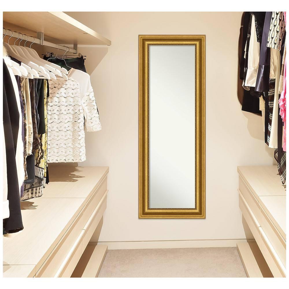 20" x 54" Non-Beveled Parlor Gold Full Length on The Door Mirror - Amanti Art: Includes Hooks, Polystyrene Frame, No Assembly Required