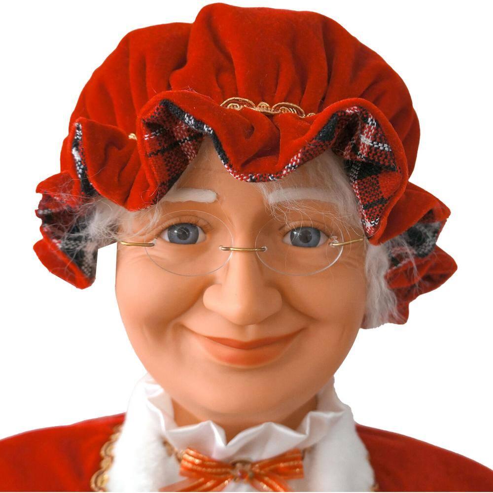 Christmas Time 58-In. Dancing Mrs. Claus with Tartan Skirt and Gift Basket | Animated Indoor Christmas Holiday Home Decor | CT-AMC058M-13RED