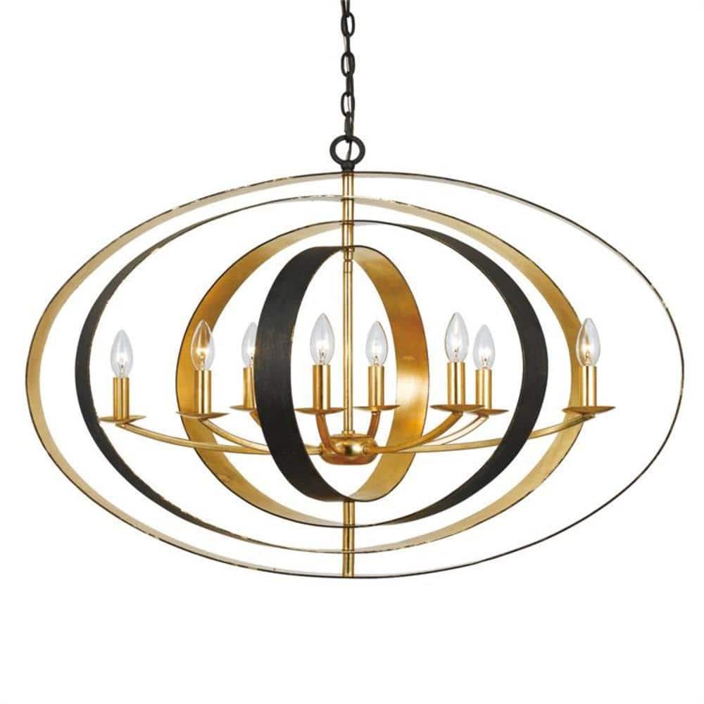 588-EB-GA-Crystorama Lighting-Luna - Eight Light Oval Chandelier-English Bronze/Antique Gold Finish    -Traditional Installation