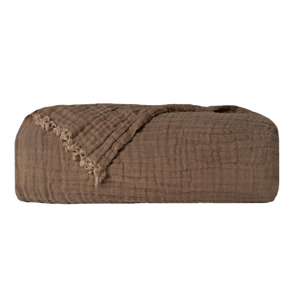 50"x60" Two Toned Organic Throw Blanket Beige - Truly Soft: Non-Woven, All Ages, Machine Washable