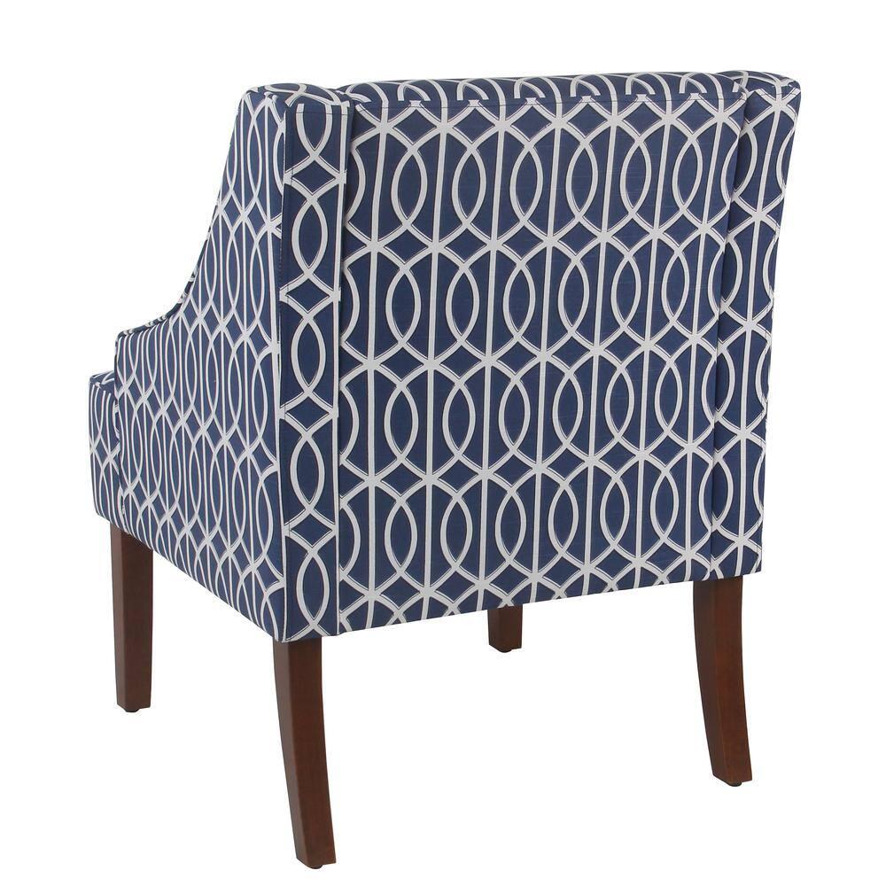 HomePop Classic Swoop Accent ArmChair - Cream and Blue Geometric