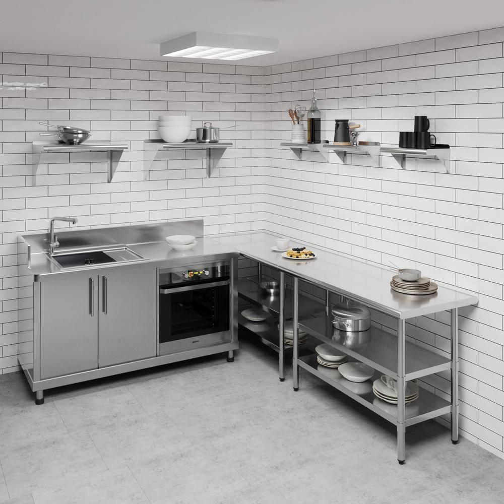 AmGood 8 in. x 16 in. Stainless Steel Wall Shelf | NSF Certified | Appliance & Equipment Metal Shelving | Kitchen, Restaurant, Garage, Laundry, Utility Room