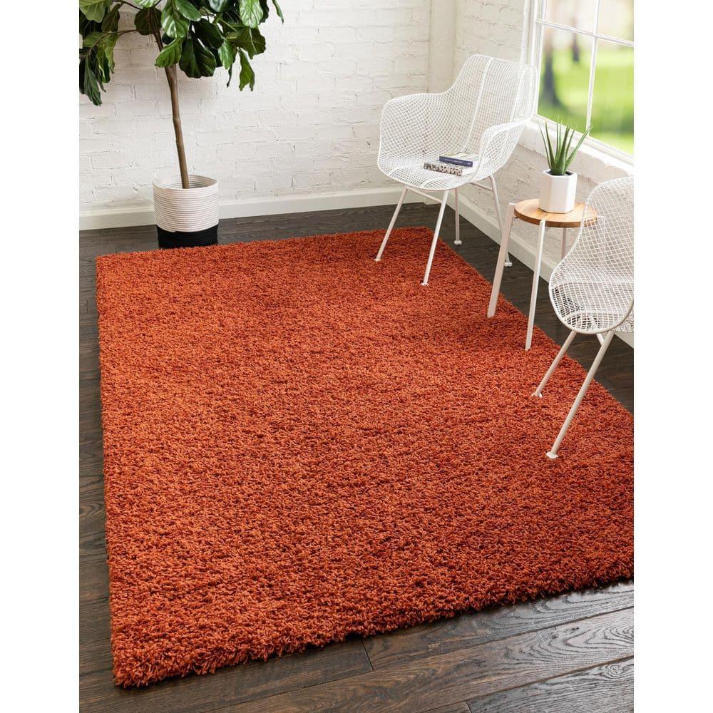 Unique Loom 4' 1 x 6' 1 Solid Shag Terracotta Area Rug