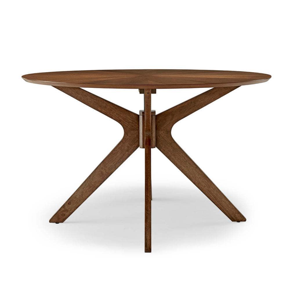 Modway 47" Crossroads Round Wood Dining Table Walnut: Mid-Century Modern, Seats 6, MDF Build