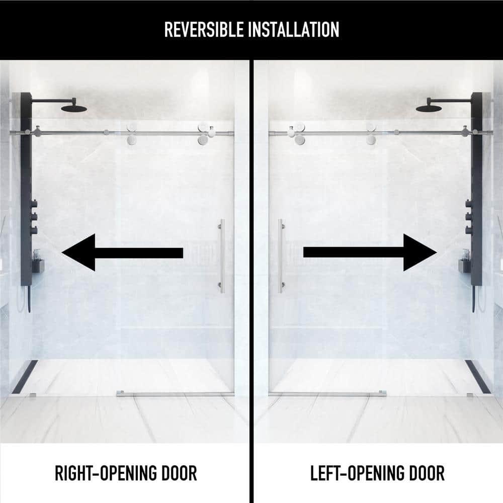 Elan 56-60" W x 74" H Sliding Frameless Shower Door with 3/8" Clear Glass