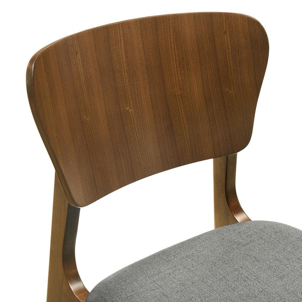 Armen Living Kalia 18" Fabric & Wood Dining Chair in Charcoal/Walnut (Set of 2)