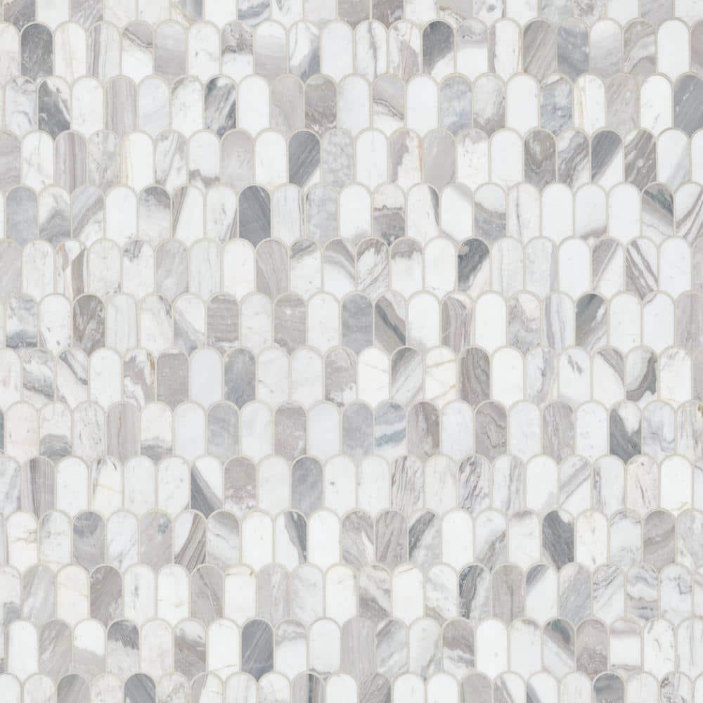 Edessa Scallop 12" x 13" Polished Marble Mosaic Floor and Wall Tile