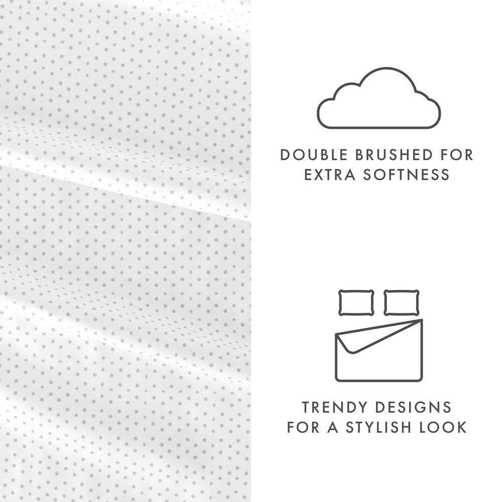 Light Gray Polka Dot Microfiber King Sheet Set with Deep Pockets