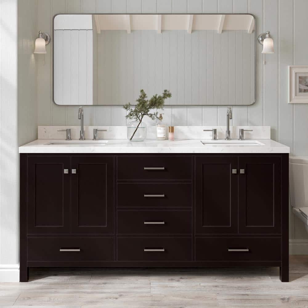 Ariel A073d-Bc Cambridge 72" Double Free Standing Vanity Cabinet Only - Brown