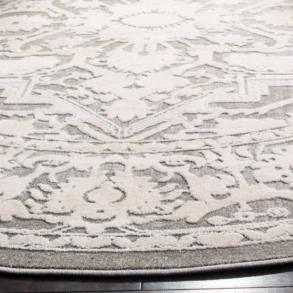 Reflection RFT665 Power Loomed Indoor Area Rug - 6'7" Round - Dark Grey/Cream - Safavieh