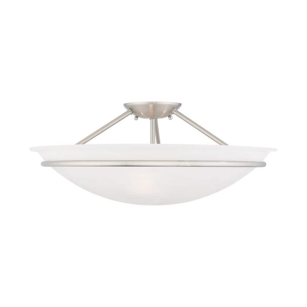 Livex Lighting Newburgh 3 - Light Semi-Flush Mount in  Brushed Nickel