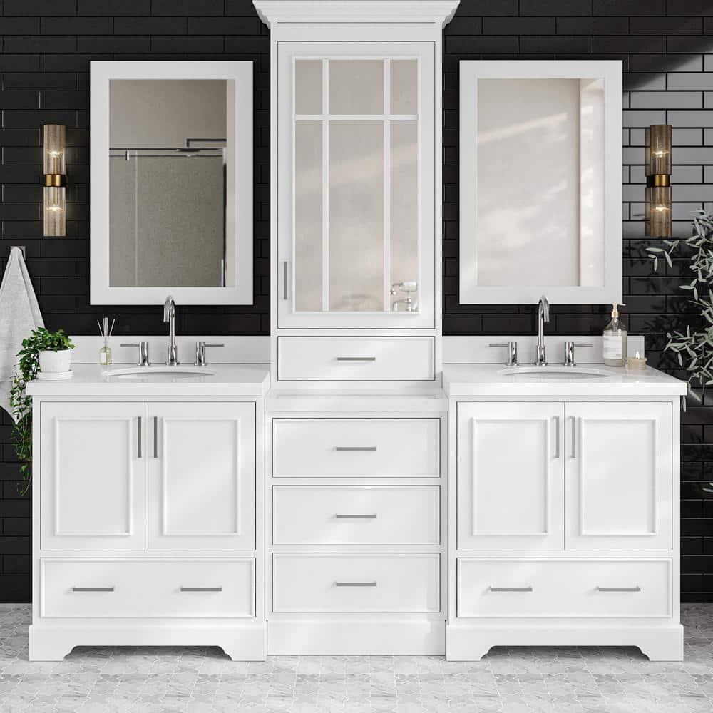 Ariel Stafford 85" Double Sink Vanity Set in White