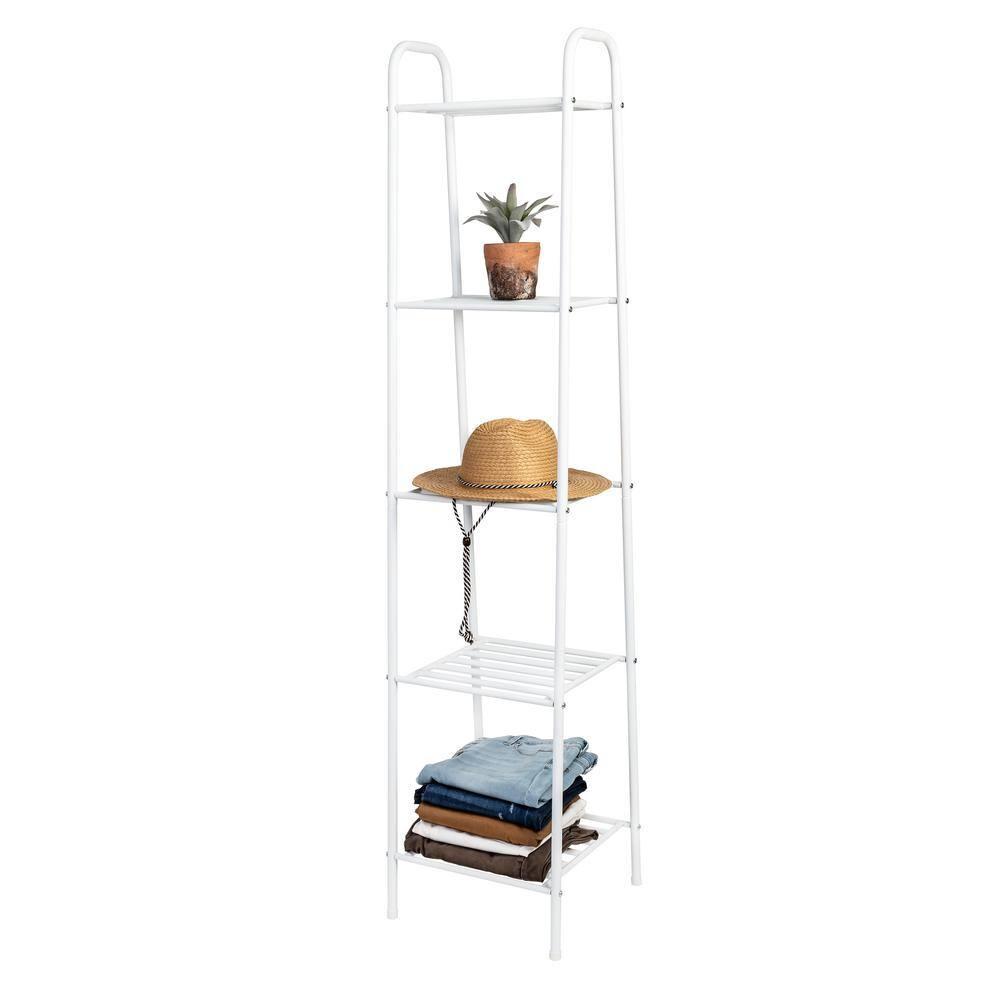 Honey Can Do 5-Tier Steel Shelf, White Matte