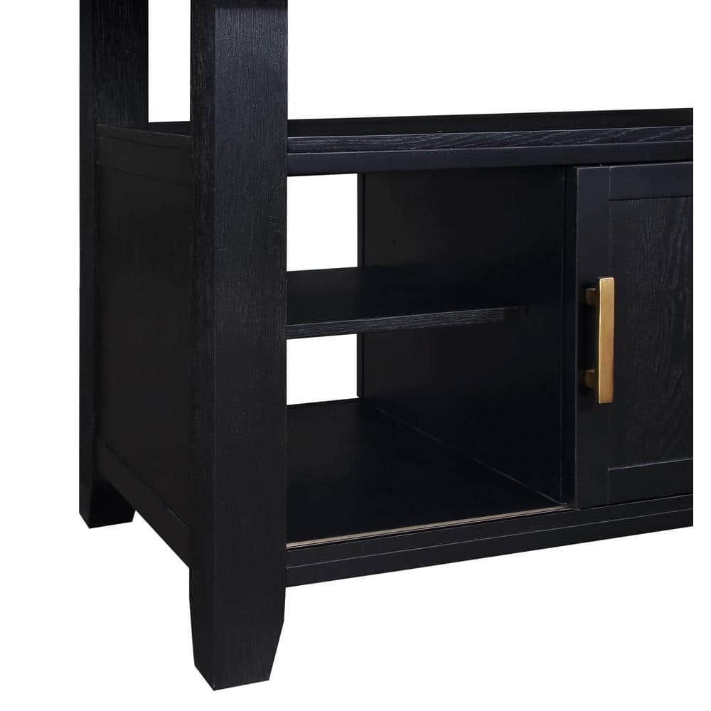 Yves Charcoal Wood Extendable Counter Height Dining Table with Storage