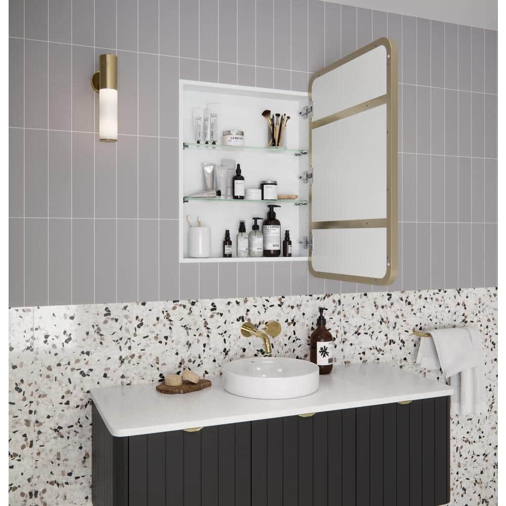 Stainless Steel Recessed Framed Single Door Medicine Cabinet with Adjustable Shelves