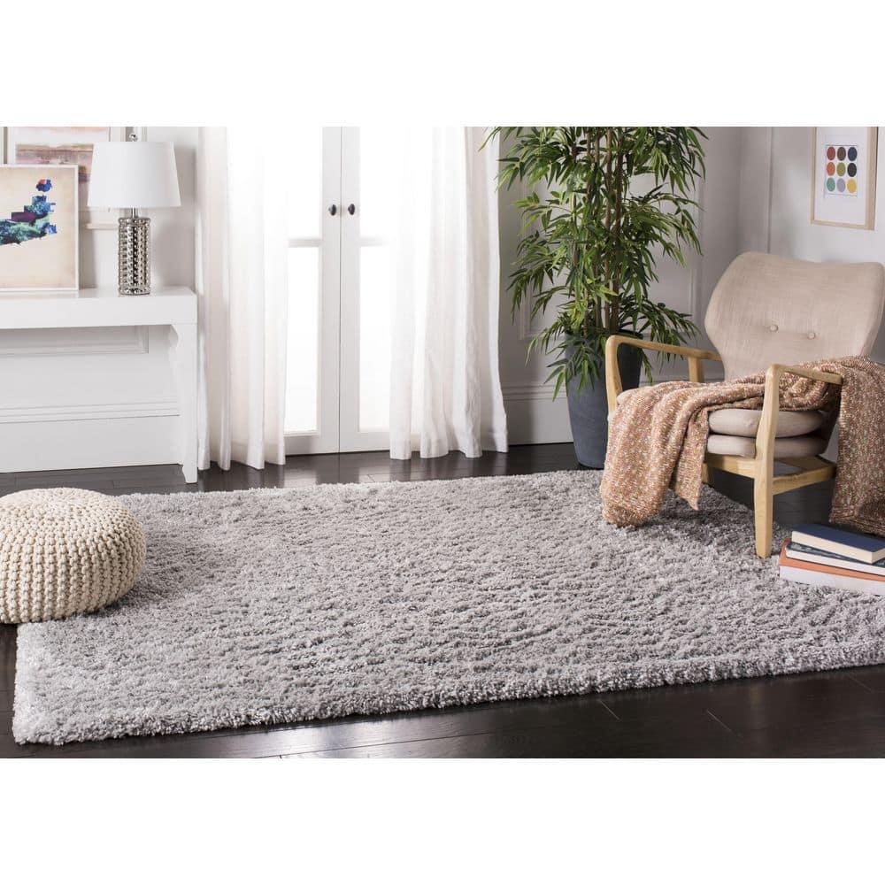 SAFAVIEH Fontana Jamie Solid Shag Area Rug, Grey, 4' x 6'