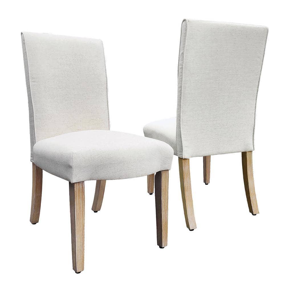 Red Barrel Studio® Scalloped Detail Dining Chair|Upholstered Parsons Dining Chairs |Decorative Home Furniture, Cream Textured Woven, Set Of 2 (Set of 2)