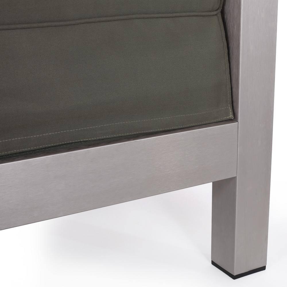 Darius Outdoor Aluminum Club Chairs, Set of 2, Sliver, Gray