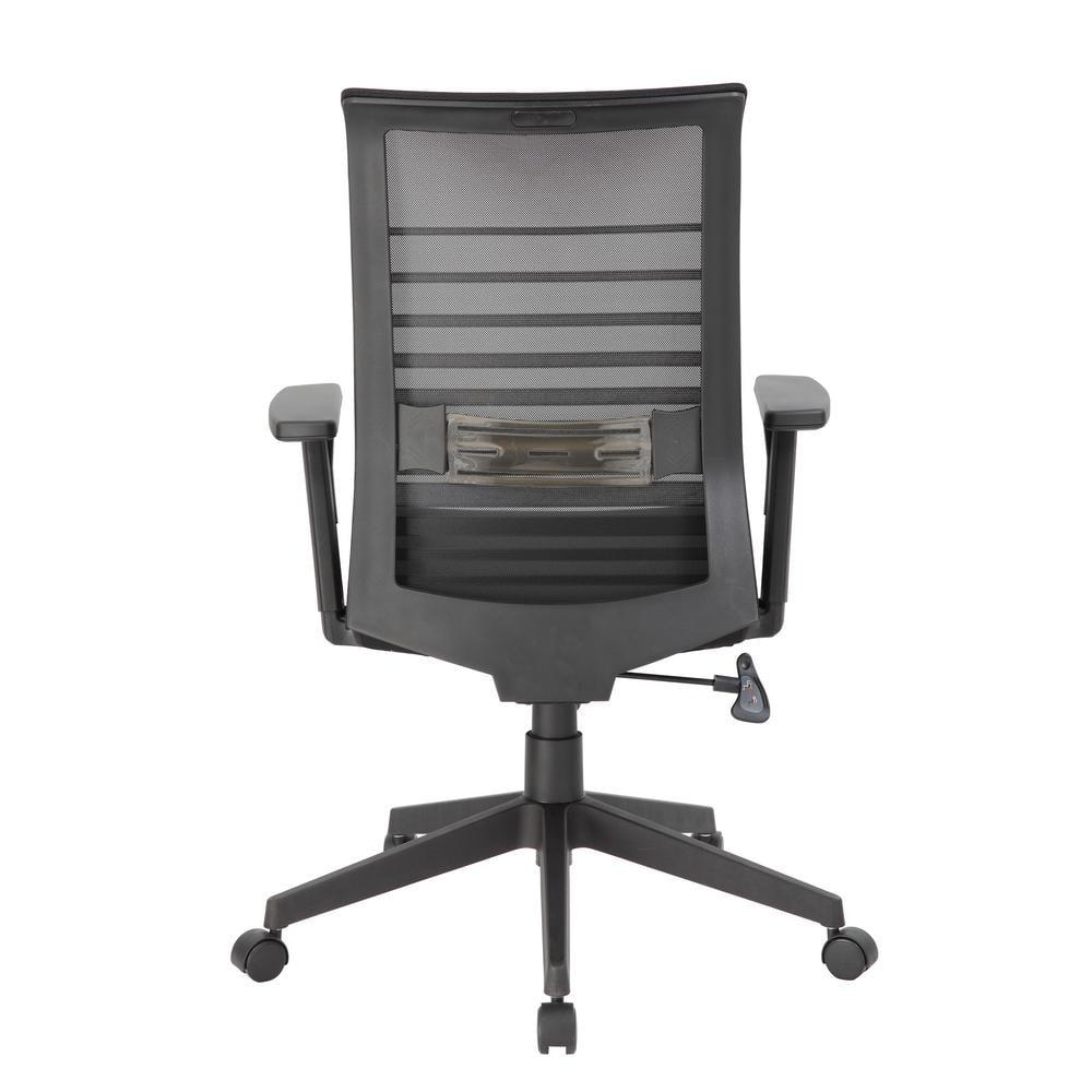 Linear Mesh Task Chair Black - Boss Office Products: Synchro-Tilt, Adjustable Arms, 275lbs Capacity