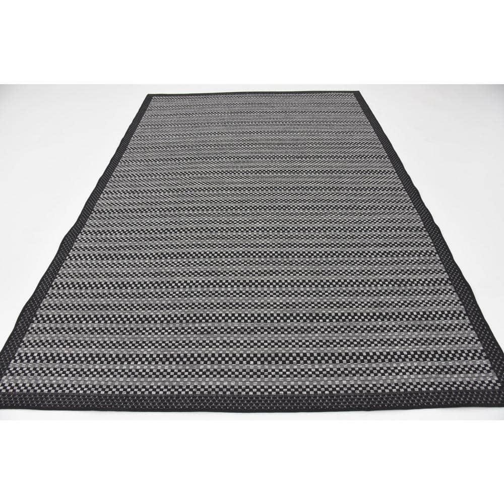Unique Loom 6' 0 x 9' 0 Gray Outdoor Border Checkered Area Rug