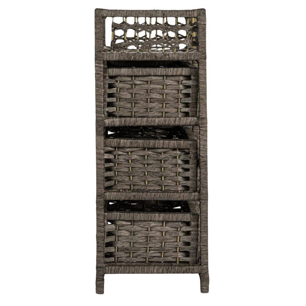 Household Essentials 3-Drawer Dresser with Top Shelf and Cutout Handles, Grey
