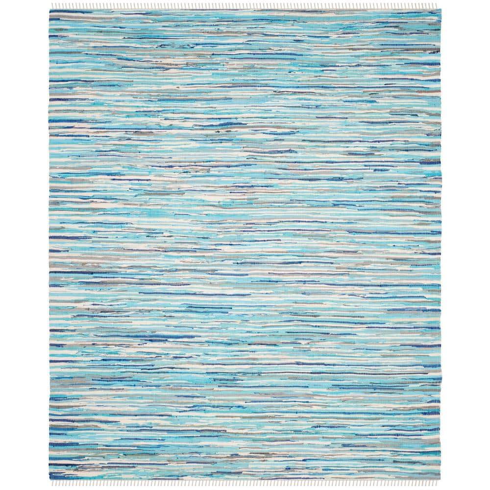 Rag Area Rug RAR129 Hand Woven Area Rug - Turquoise/Multi - 8'x10' - Safavieh.