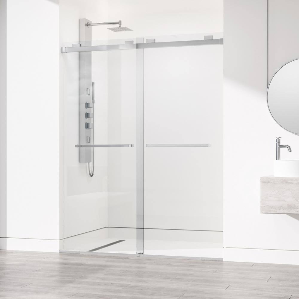 Houston 56-60" W x 76" H Sliding Frameless Shower Door with 3/8" Clear Glass