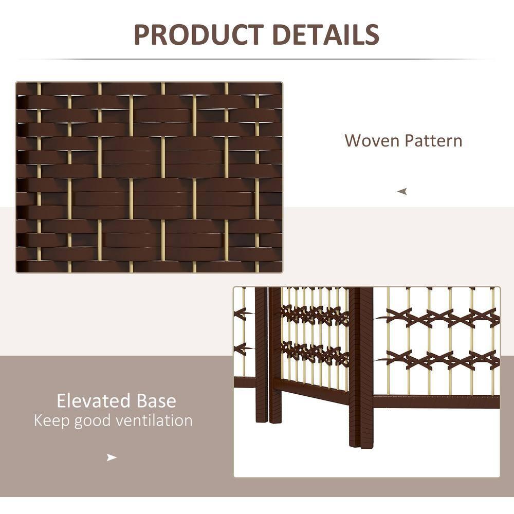 HOMCOM 4 Panel Room Divider, Folding Privacy Screen, 5.6' Room Separator, Wave Fiber Freestanding Partition Wall Divider, Brown
